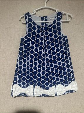 Maggie & Zoe 24M Navy and White Circle-Print Tank Dress with Bow Trim